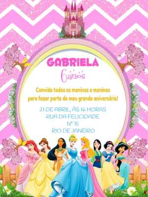 Invitación de cumpleaños Princesas – Estático – Pedro Henrique