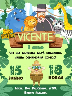 Safari Birthday Invitation – Static – Bella Liz Convites