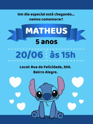Stitch Birthday Invitation – Static – Bella Liz Convites