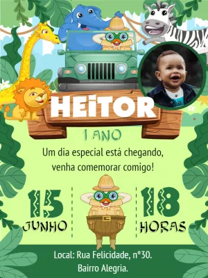 Safari Birthday Invitation – Static – Bella Liz Convites