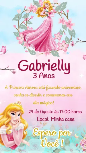Convite Aniversário Bela Adormecida com Princesa Aurora para Editar