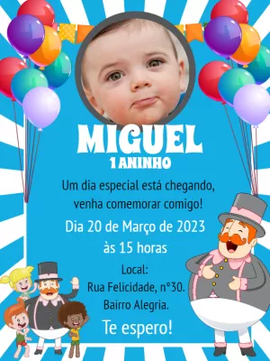 Convite de Aniversário Mundo Bita com Foto para Editar Online