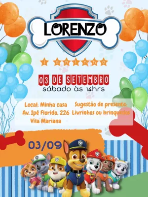 Invito di compleanno Paw Patrol – Statico – ig: @illustragio