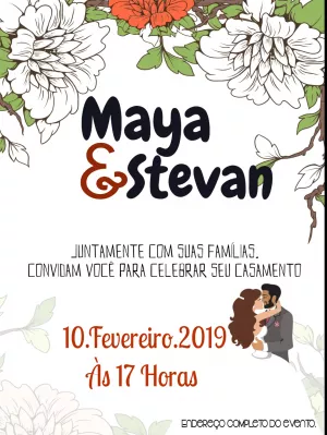 Convite de Casamento Floral Elegante para Editar Online