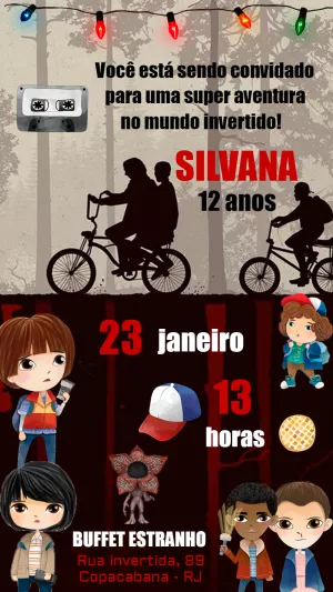 Convite de Aniversário Stranger Things para Editar Online
