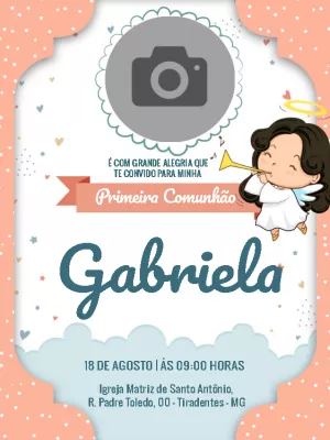 Convite de Primeira Comunhão com Foto para Editar Online