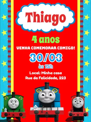 Convite Aniversário Trem Thomas e Seus Amigos para Editar Online