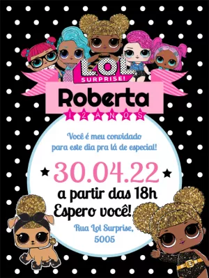 Convite Aniversário LOL Surprise para Editar Online