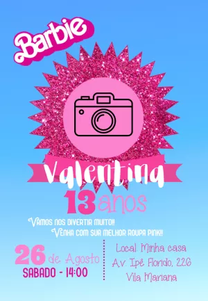 Invitación de cumpleaños Barbie – Estático – ig: @illustragio