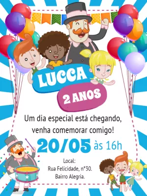 Convite Aniversário Mundo Bita com Personagens para Editar