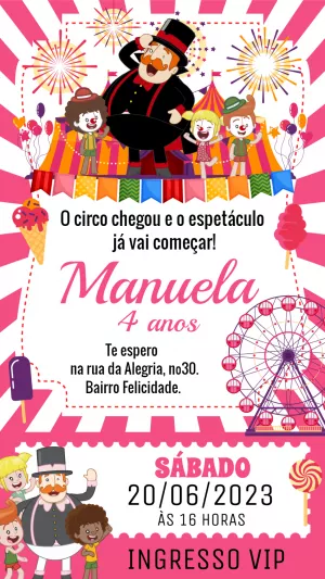 Invitation d'anniversaire Cirque – Statique – Bella Liz Convites