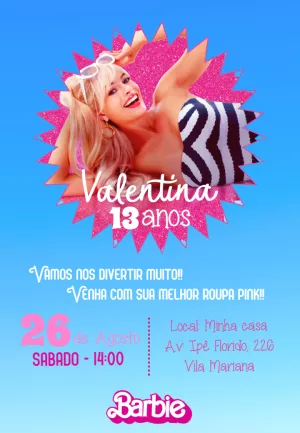 Invitación de cumpleaños Barbie – Estático – ig: @illustragio