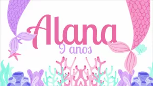 Painel de TV Aniversário Sereia para Editar Online