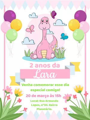 Invitación de cumpleaños Dinosaurio – Estático – Gley Leobas