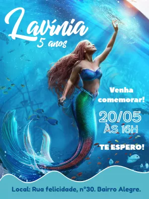 Invitación de cumpleaños La Sirenita – Estático – Gley Leobas