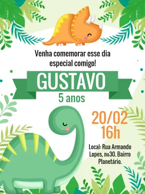 Invitación de cumpleaños Dinosaurio – Estático – Gley Leobas
