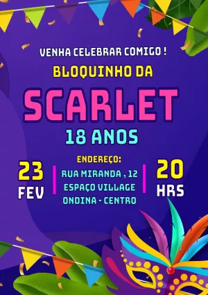Convite de Aniversário Carnaval Festivo para Editar Online