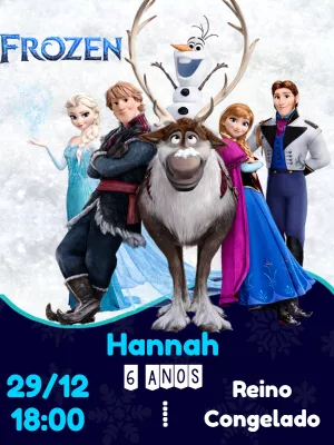 Convite de Aniversário Frozen com a Turma Reunida para Editar