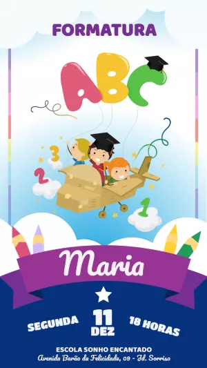 Convite Formatura Infantil ABC para Editar Online