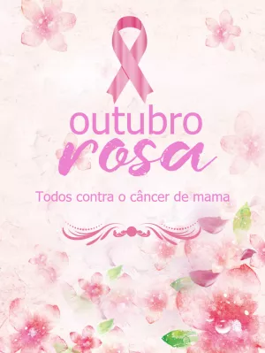 Post Outubro Rosa com Laço e Flores para Editar Online
