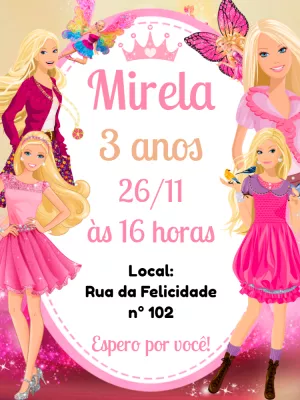 Invitación de cumpleaños Barbie – Estático – Pedro Henrique