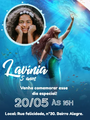 Invitación de cumpleaños La Sirenita – Estático – Gley Leobas