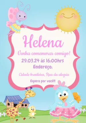 Convite Aniversário Galinha Pintadinha Candy para Editar Online