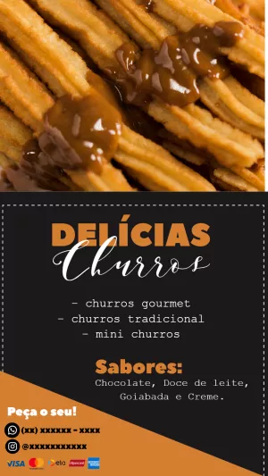Arte para Churros: Crie seu Cartão ou Flyer Editável