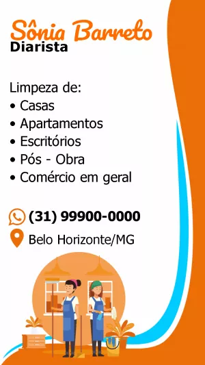 Cartão de Visita Diarista Profissional para Editar Online