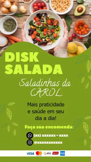 Flyer de Delivery de Saladas e Comida Saudável Editável Online