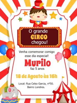Invitation d'anniversaire Cirque – Statique – Gley Leobas
