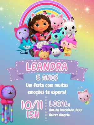 Convite de Aniversário Casa Mágica da Gabby para Editar