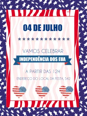 Convite 4 de Julho Independência dos EUA para Editar Online