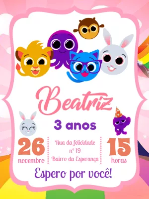 Convite de Aniversário Bolofofos para Editar Online
