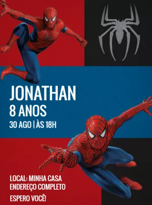 Convite de Aniversário Homem Aranha para Editar Online