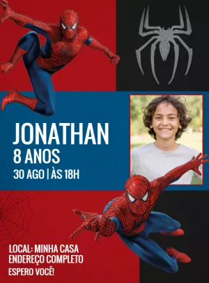 Convite Aniversário Homem Aranha com Foto para Editar
