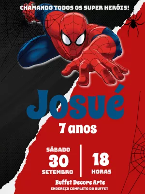 Convite de Aniversário Homem Aranha para Editar Online