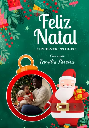 Cartão de Natal com Foto e Papai Noel para Editar Online