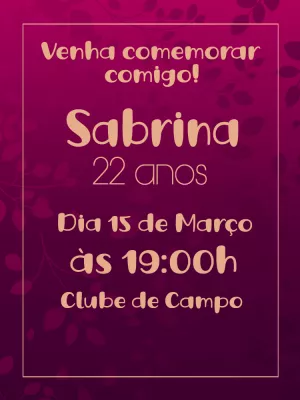 Convite de Aniversário Feminino Elegante para Editar Online