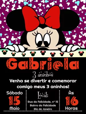 Convite Aniversário Minnie Mouse para Editar Online