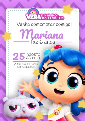Convite Aniversário Vera e o Reino do Arco-Íris para Editar