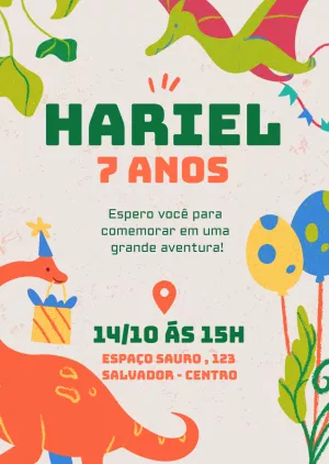 Invitación de cumpleaños Dinosaurio – Estático – PrestigioMkt