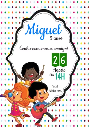Convite Aniversário 3 Palavrinhas com Personagens para Editar