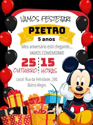 Mickey Mouse Birthday Invitation – Static – Gley Leobas