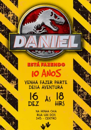 Convite Aniversário Dinossauros Jurassic Park para Editar Online