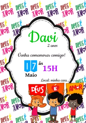 Convite Aniversário 3 Palavrinhas com Personagens para Editar
