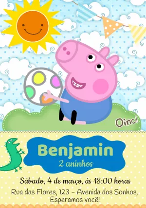 Convite Aniversário George Pig para Editar Online