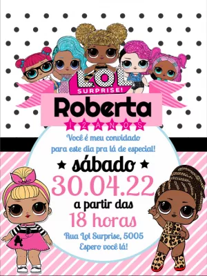 Convite de Aniversário Lol Surprise com Bonecas para Editar Online