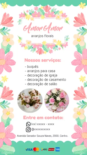Panfleto de Floricultura com Design Floral para Editar Online