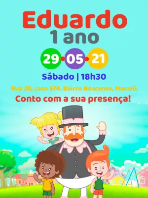 Convite de Aniversário Mundo Bita com Personagens para Editar